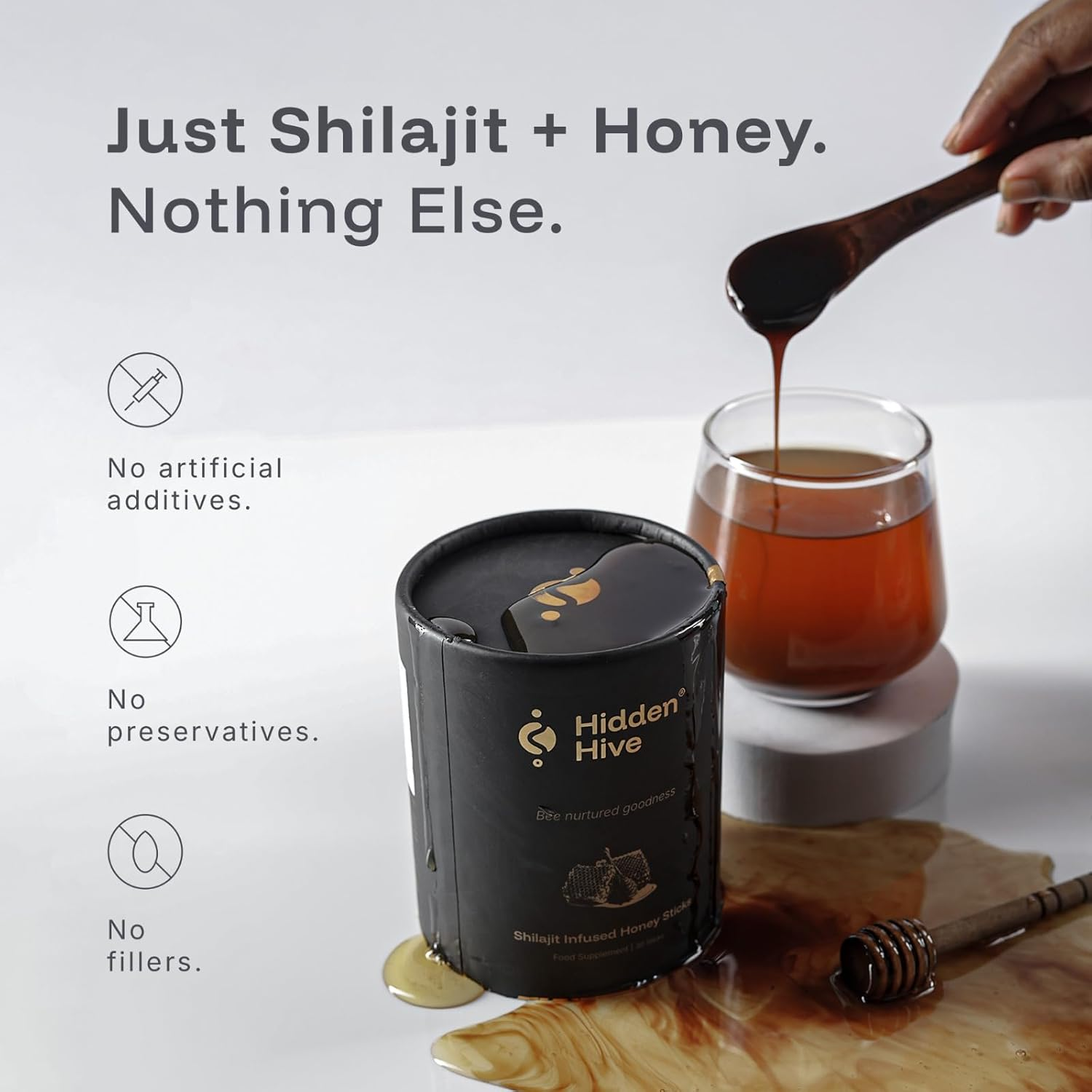 Hiddenhive Shilajit Honey Sticks – 600mg Himalayan Energy Boost